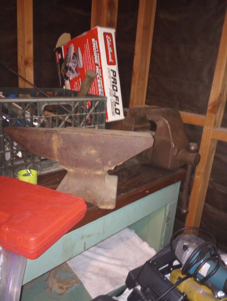 Antique Vise And Anvil 