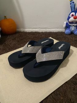Rhinestone Wedge Flip Flops