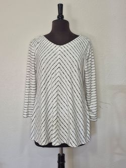 NorthStyle Women’s Large Black White Striped Chevron Swing Tunic Top