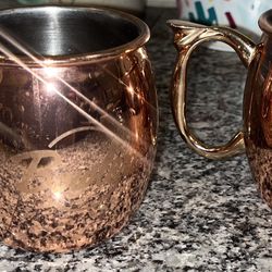 Pair of Copper Colored Stainless Steel Mugs “Bowlero”