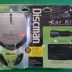 Vintage New Sony Discman D-E307CK Portable CD Player ESP Car Kit Read AC Adapter.