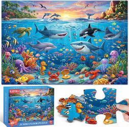 Jumbo Floor Puzzle for Kids Ages 3-5, 48 Piece Large Ocean Underwater World