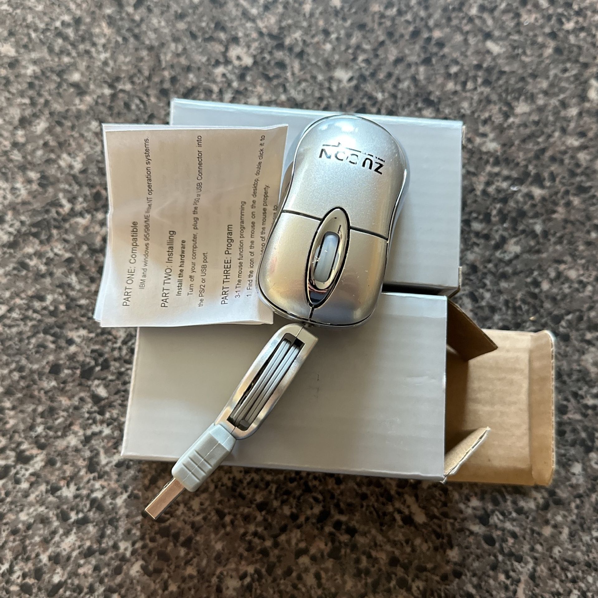 Set Of 2 Mini Travel Retractable USB Mouse New/ Never Used