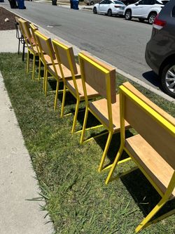 6 Wood and metal chairs