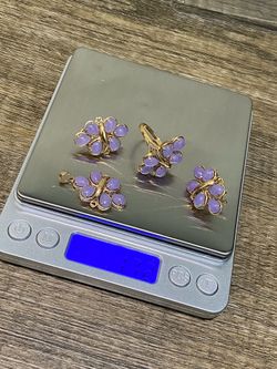 14K GOLD LAVENDER JADE EARRINGS