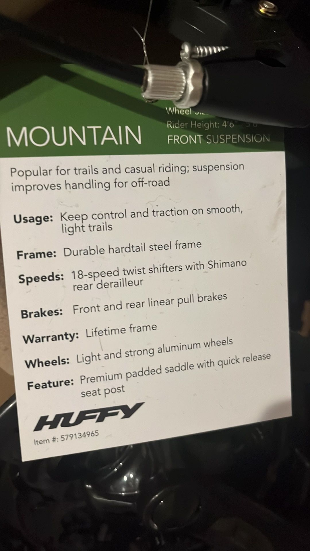 Huffy 18inch, Mountain Bike