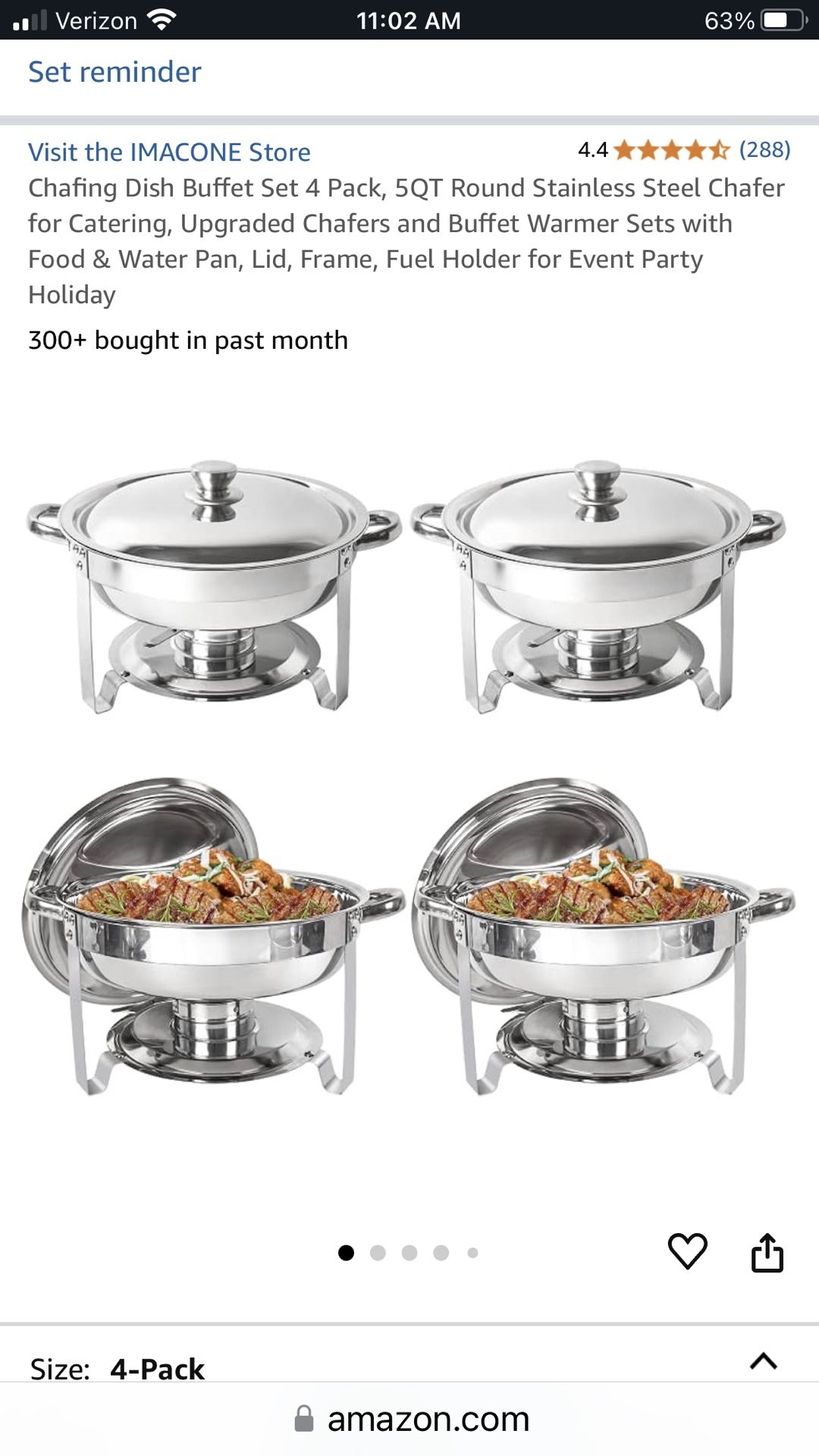 5 Quart Chaffing Dishes*Used Once