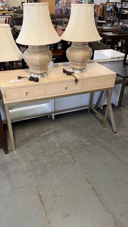 (In store) Tan snake skin texture console table