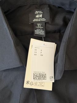 New w/ Tags - H&M Men’s Small Black Button Down and Matching Black Slacks, Size 30