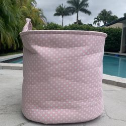 Pink Polka Dot Hamper Bag. Gorgeous For A Girl Room. Multiple Uses. From Toys To Blankets To Laundry. 