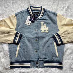 New Pro Standard Los Angeles Dodgers LA Varsity Denim Jacket Women's Size Medium