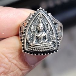 Vintage buddha ring sterling silver size 7 3/4
