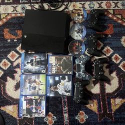 Sony PlayStation 4 CUH-1215A Black 500GB 5 Controllers 8 Games Tested Working