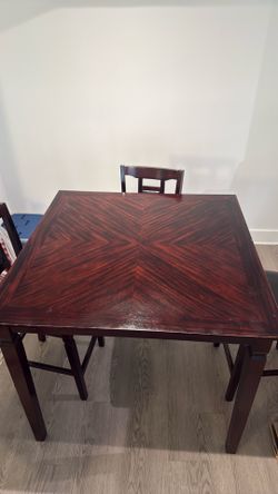 Real wood dining table w 4 chairs