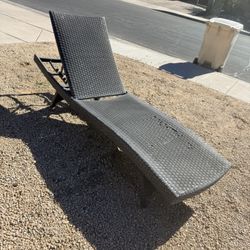 78” Metal and Faux Wicker Adjustable Patio Outdoor Pool Chaise Lounge Chair 