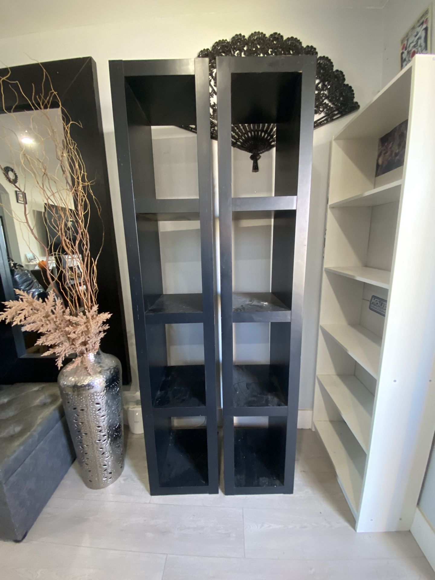 2 Black Bookshelves 