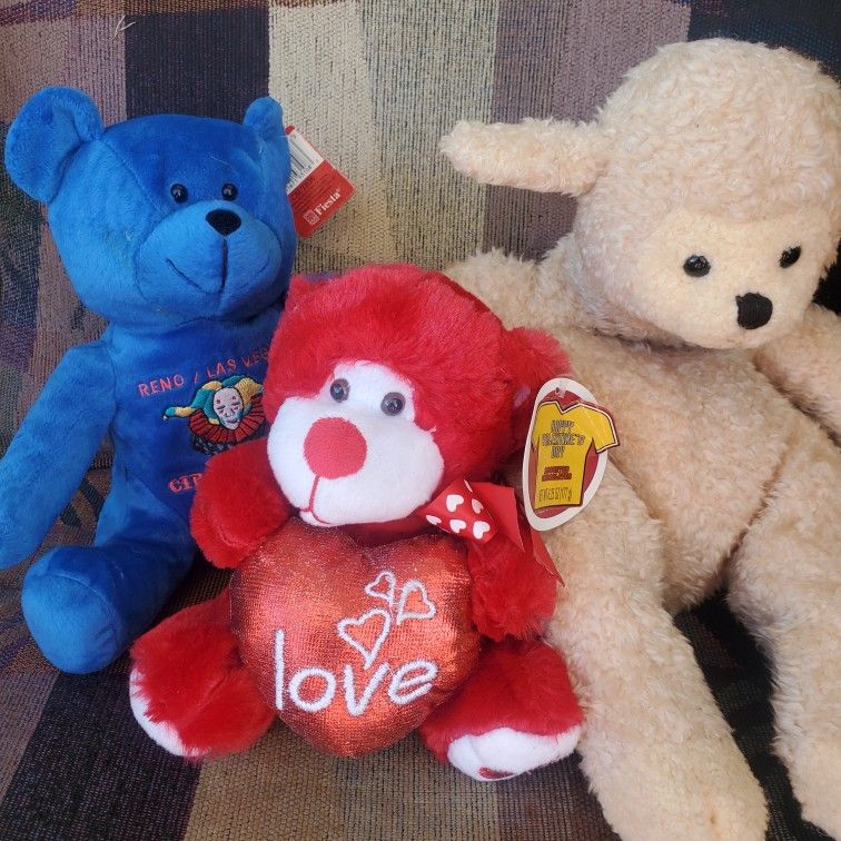 Vintage Plush Toys Las Vegas Bear/love/WHIMSICAL Critters Lamb plush stuffed 3