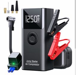 Jump Starter with Air Compressor, 2500A 150PSI Portable Car Battery Booster (9 Gas/8 L Diesel), 12V Jump Box with Fast Charge, Auto-Shutoff Tire Infla