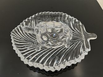 Crystal Turtle with Leaf Plate