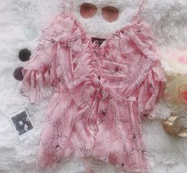 Pink floral blouse
