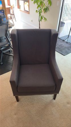 2 Dark Gray Wingback Accent Chairs