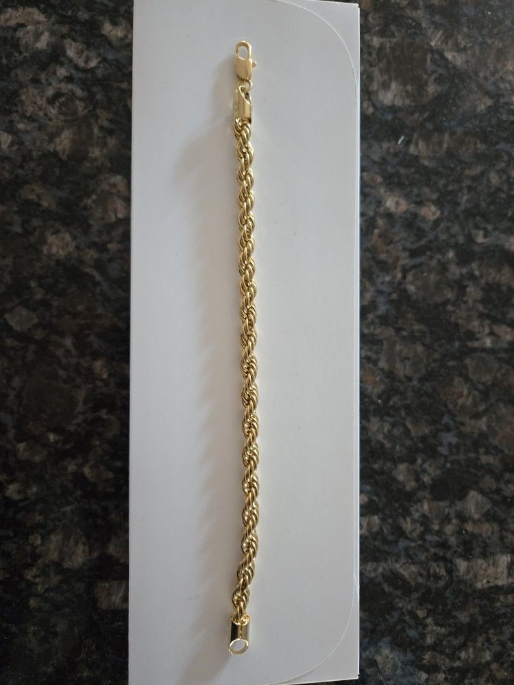 14k Italian Rope Bracelet Filled