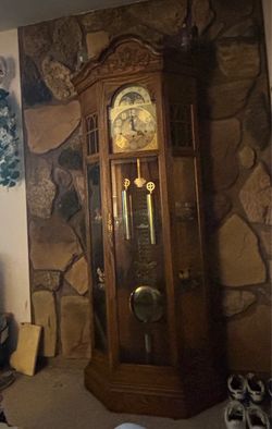 Oak tubular-bell Grandfather clock