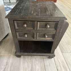 Wood Coffee Table W Magazine/ipad Storage Rack