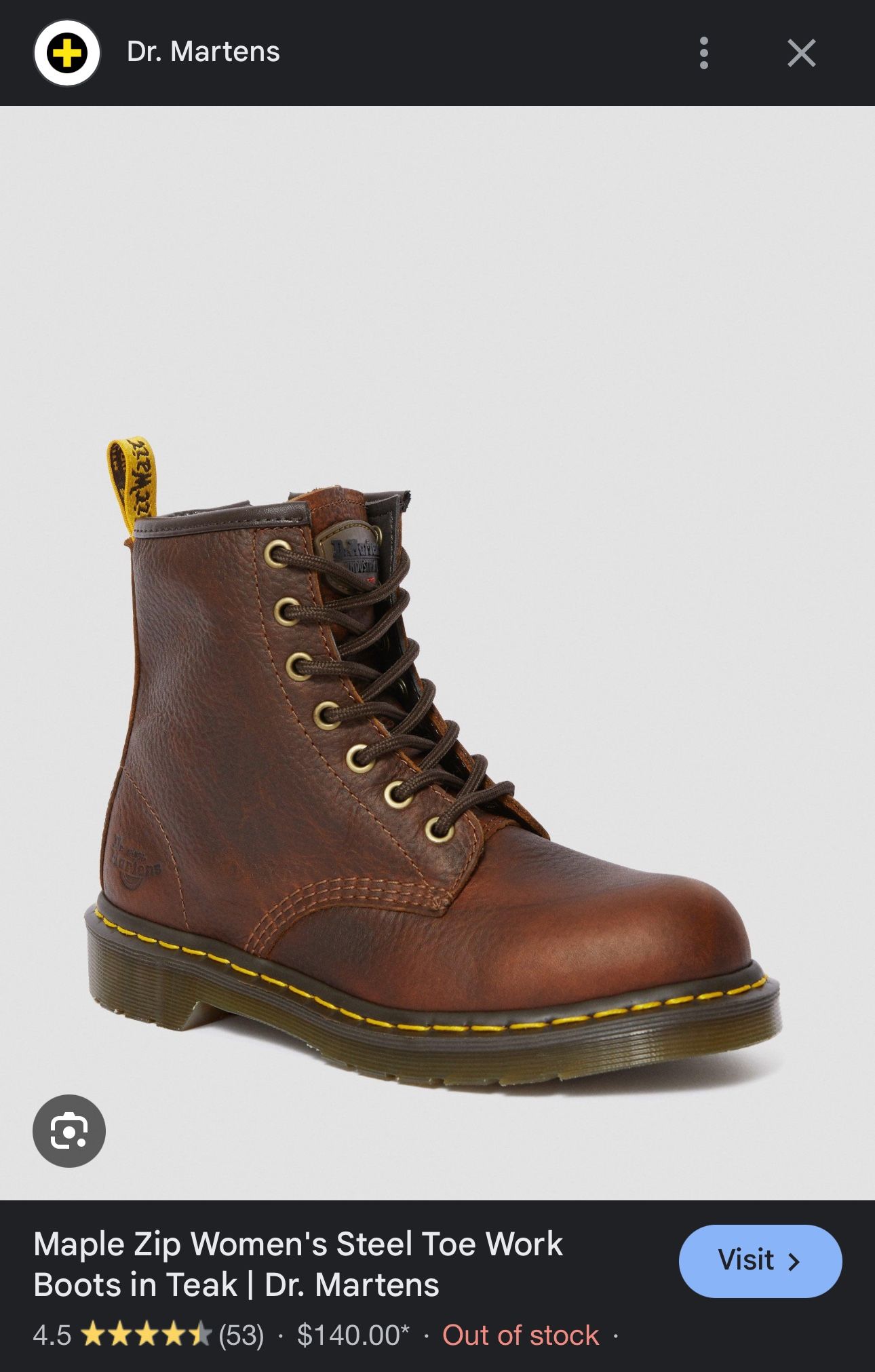 MAPLE ZIP WOMEN'S STEEL TOE WORK BOOTS