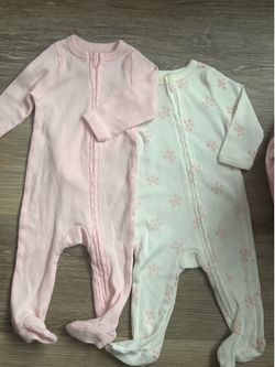 New 3 month baby girl onesies set sleepers