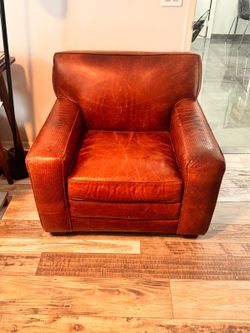 Distressed Leather Chair and Ottoman $175 OBO