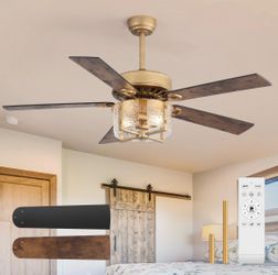 New 52”Rustic Farmhouse Ceiling Fan W Light Kit&Remote Quiet Reversible DC Motor Adjustable Dimmable