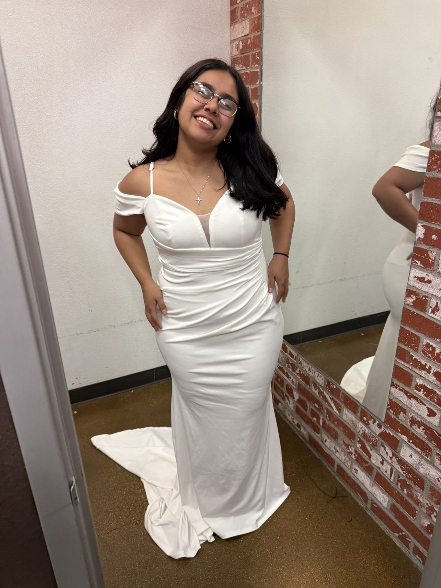 White Off The Shoulder Formal Dress