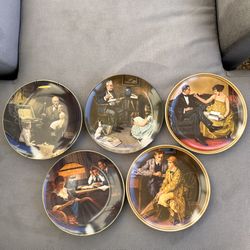Norman Rockwell Limited Edition Collectors Plates Lot of 5 in Original Boxes