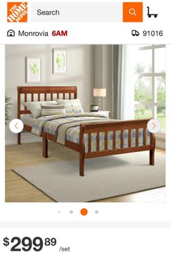 NEW Oak Twin Sleigh Bed Frame with Headboard and Footboard