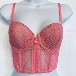 Victoria’s Secret Very Sexy Long Line Demi Bra Size 34C Pink NEW