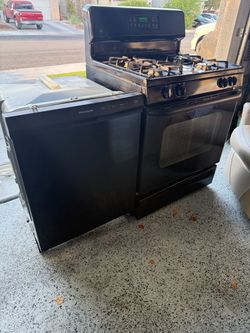 GE Gas Range and Frigidaire Dishwasher Set