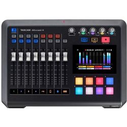  TASCAM Mixcast 4 Podcast Workstation Features Podcast production of up to 4 people: 4 mic inputs with auto-mix, 4 headphone outputs Invite guests and