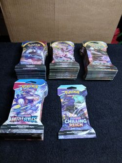 Pokémon Tcg Sword & Shield Sleeved Booster Packs Lot Of 38 New 