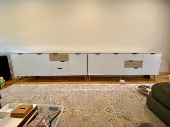 Mid-Century Modern White Sideboard Set of 2