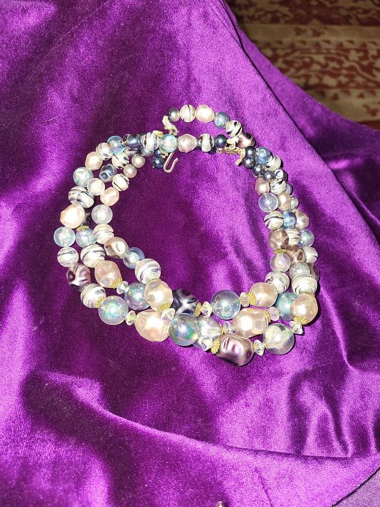 Vintage 60's Triple Strand Beads
