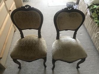 Antique Pair of Louis XIV Ladies Chairs.