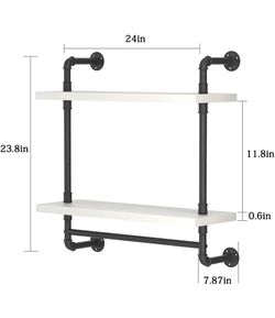Industrial Pipe Shelving Bathroom Shelves Wall Mounted with Towel bar