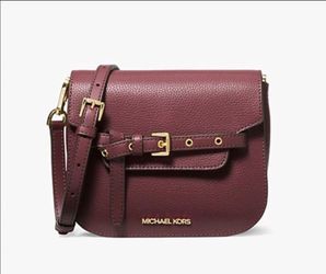 Michael Kors OXBLOOD Emilia Small Saddle Crossbody Bag,, NEW IN ORIGINAL PACKAGE