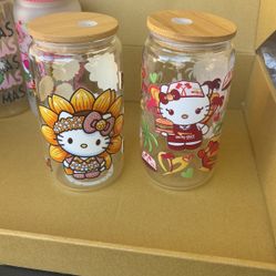 Custom Glass Cups Hello Kitty Sale 16oz