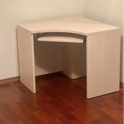 Corner Office Desk with Cabinet Blonde Oak