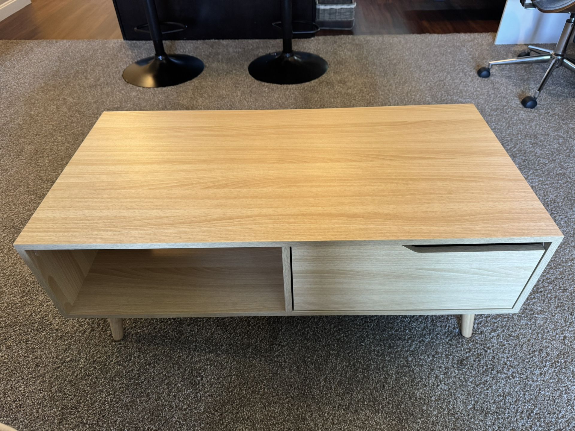 Mid Century Coffee Table + White Lamp – Perfect Living Room Bundle