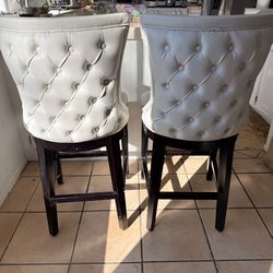 Modern Tufted Bar Stools – Cream Upholstered (Set of 2)