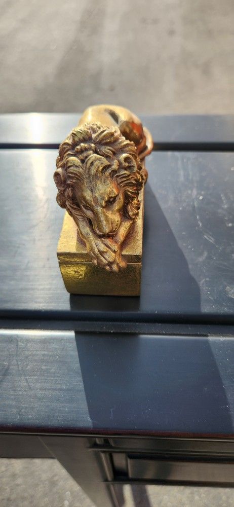Vintage Golden Lion Trinket Box in Style of Antonio Canova