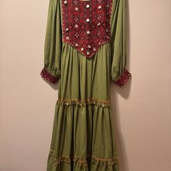 Afghan green/red Dress EID